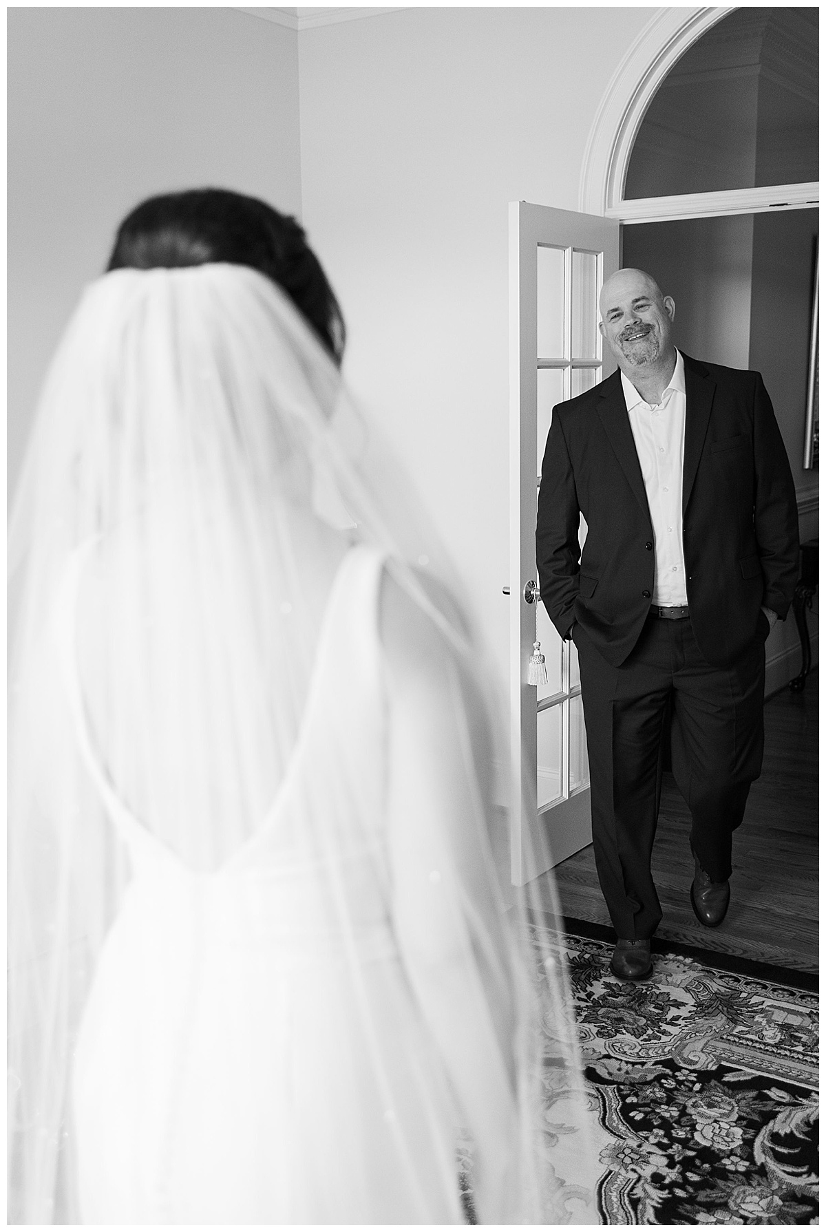 first look with bride and father