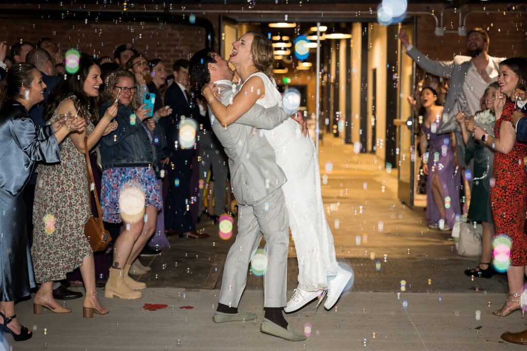 Captivating sparkler sendoff capturing the joy and excitement of the couple