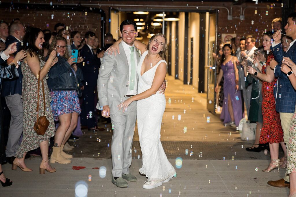 Enchanting sparkler exit creating a magical ambiance at Judson Mill