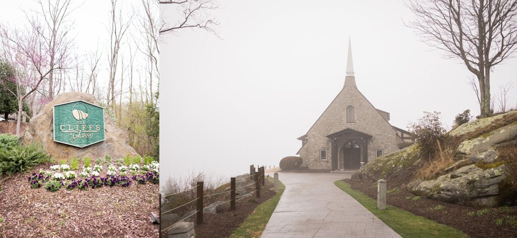 Lace + Honey's photograph showcasing the stunning architecture and serene surroundings of the Cliffs at Glassy Chapel.