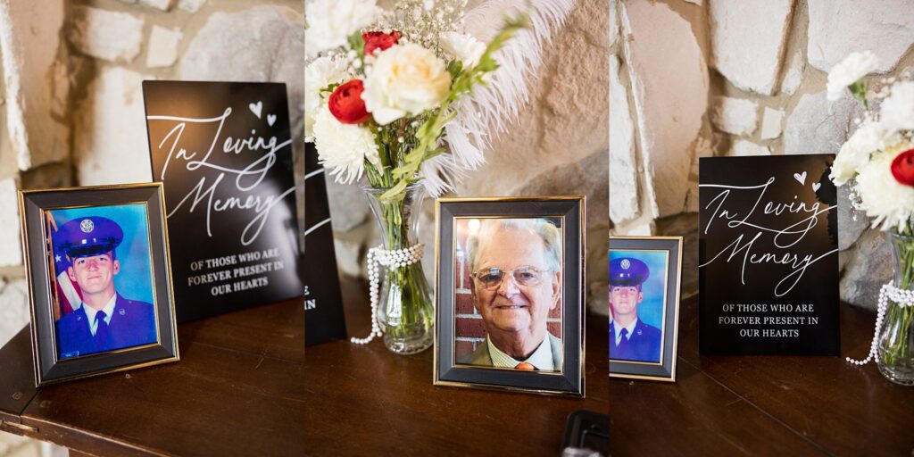 Thoughtfully arranged table honoring the deceased, adorned with meaningful memorabilia, captured by Lace + Honey