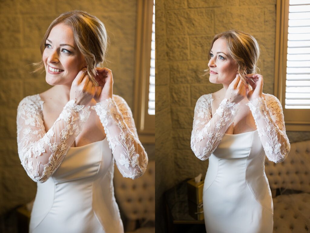 Lace + Honey's photo of the bride's hairpiece, intricately designed to complement her hairstyle and overall look.