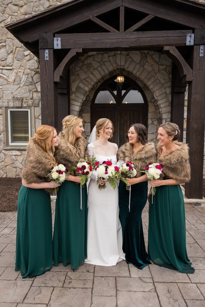 Bridesmaids looking stunning in their dresses, captured by Lace + Honey