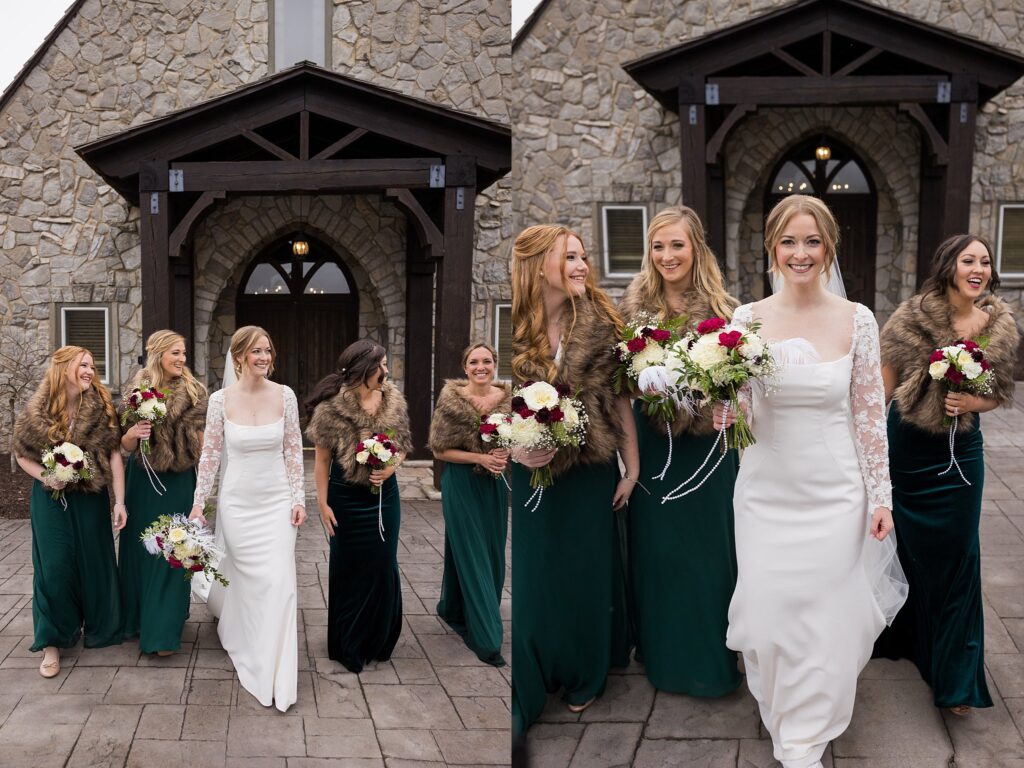 Bridesmaids sharing a laugh, captured in this image by Lace + Honey.