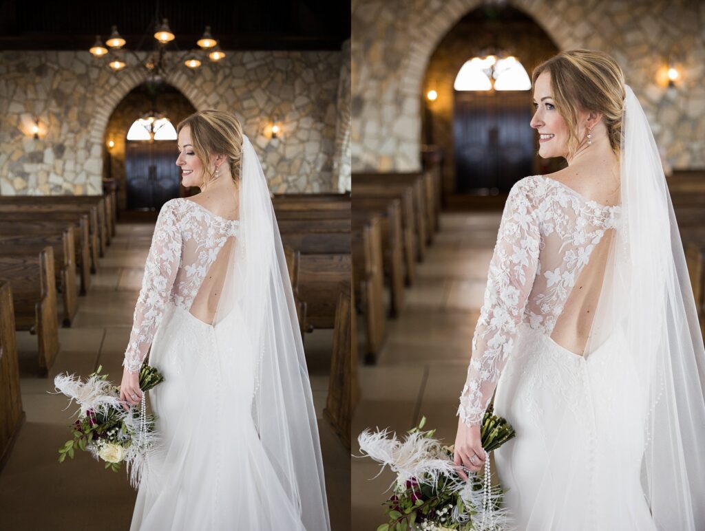 Bride's touching moment reading her letter at Glassy Chapel, shot by Lace + Honey.