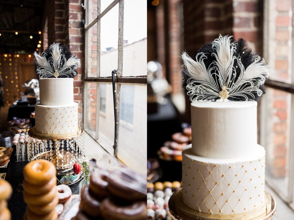 Image of beautifully designed wedding cake, captured by Lace + Honey.