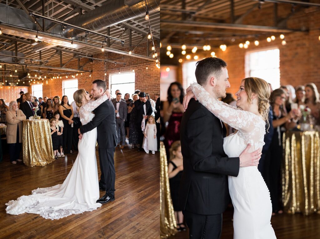 Couple's emotional first dance at the Upper Room, beautifully shot by Lace + Honey.