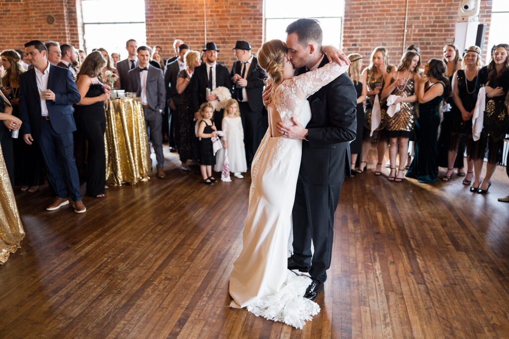 Newlyweds' first dance at the Upper Room, Greenville, captured by Lace + Honey.