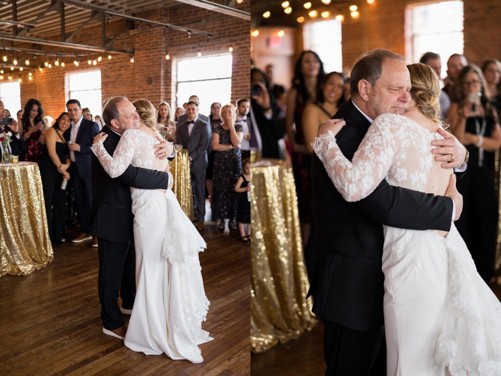 Bride's first dance with her father, immortalized by Lace + Honey Weddings