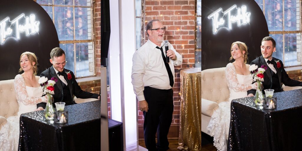 Father's touching toast at Upper Room wedding, captured by Lace + Honey