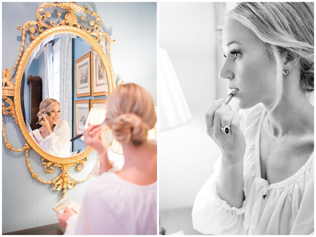 Bride having makeup applied by Cotton Rouge