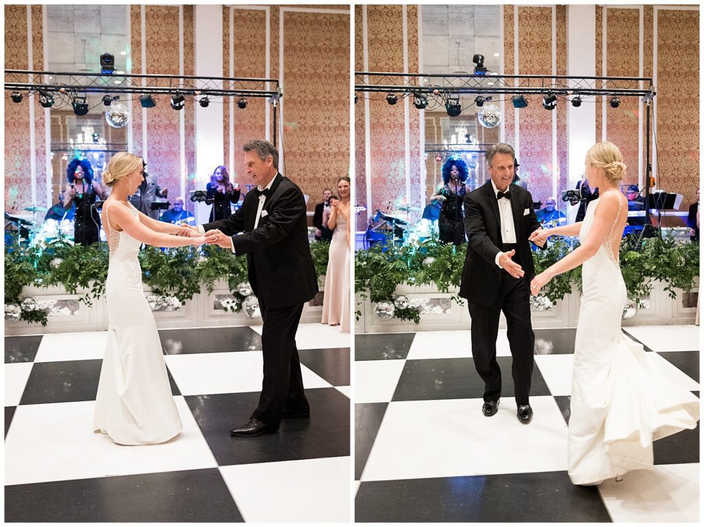 Emotional father-daughter dance at wedding reception