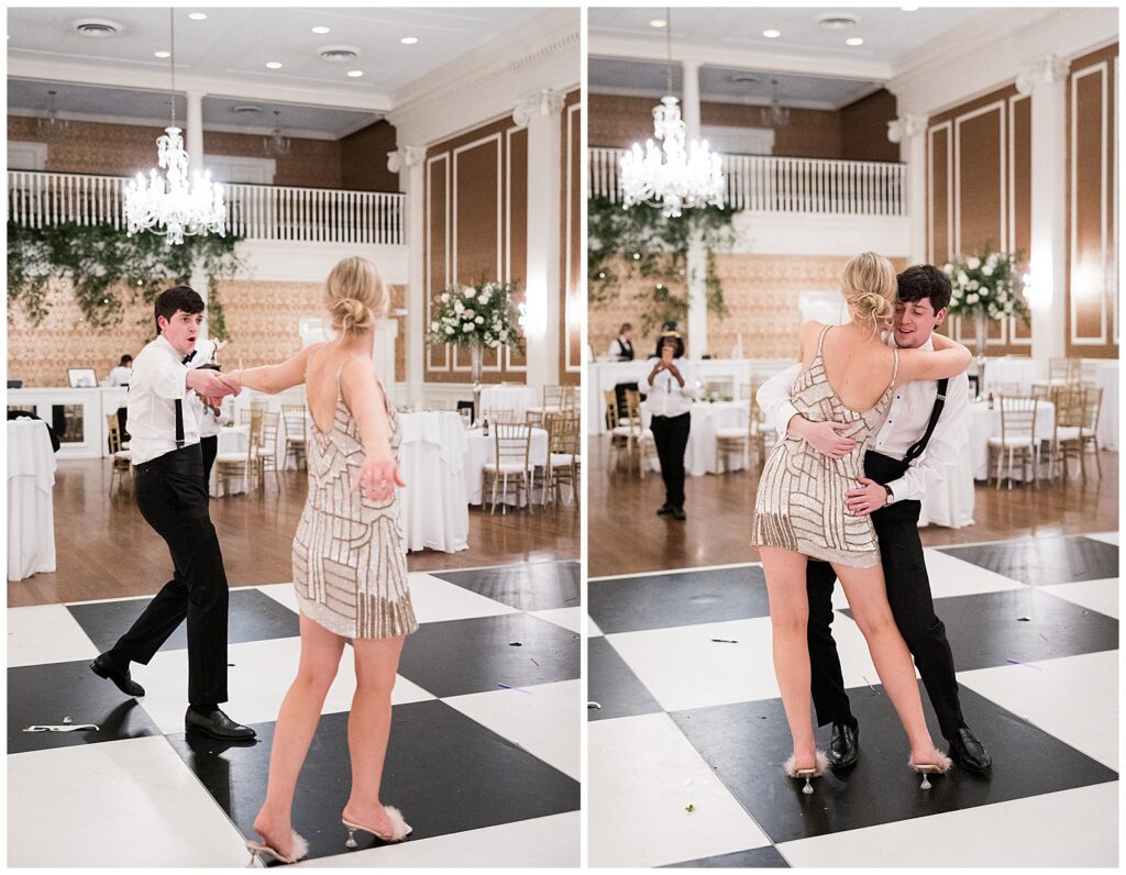 last dance with bride and groom at wedding reception
