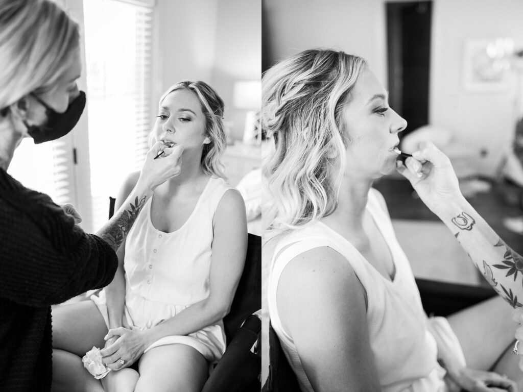 Bride getting ready at South Wind Ranch, Travelers Rest SC - Capturing the serene moments as the bride gets her hair and makeup done before the big day
