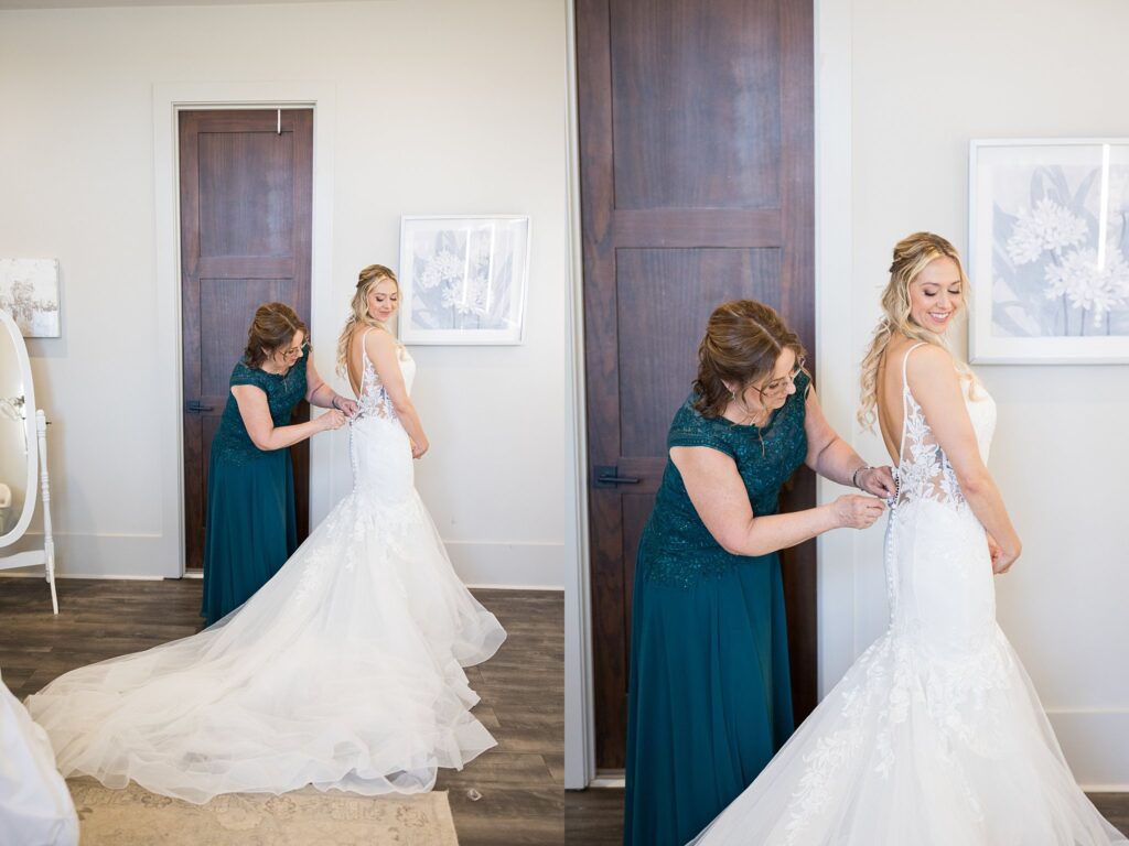Emotional Connection: Heartwarming scenes of the bride and her mom getting ready at South Wind Ranch, Travelers Rest SC - Capturing the joy and emotions shared during this special moment