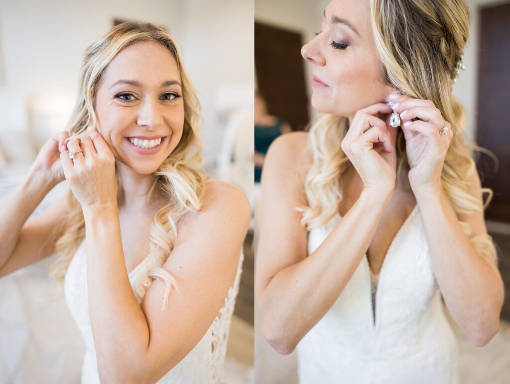 Earrings Adorned: Bride's exquisite earing details at South Wind Ranch - Adding a touch of sophistication to her bridal look