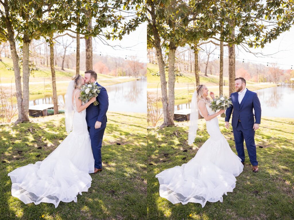 Enchanting Bride and Groom Portraits at South Wind Ranch, Travelers Rest SC - Capturing the couple's love in the picturesque surroundings