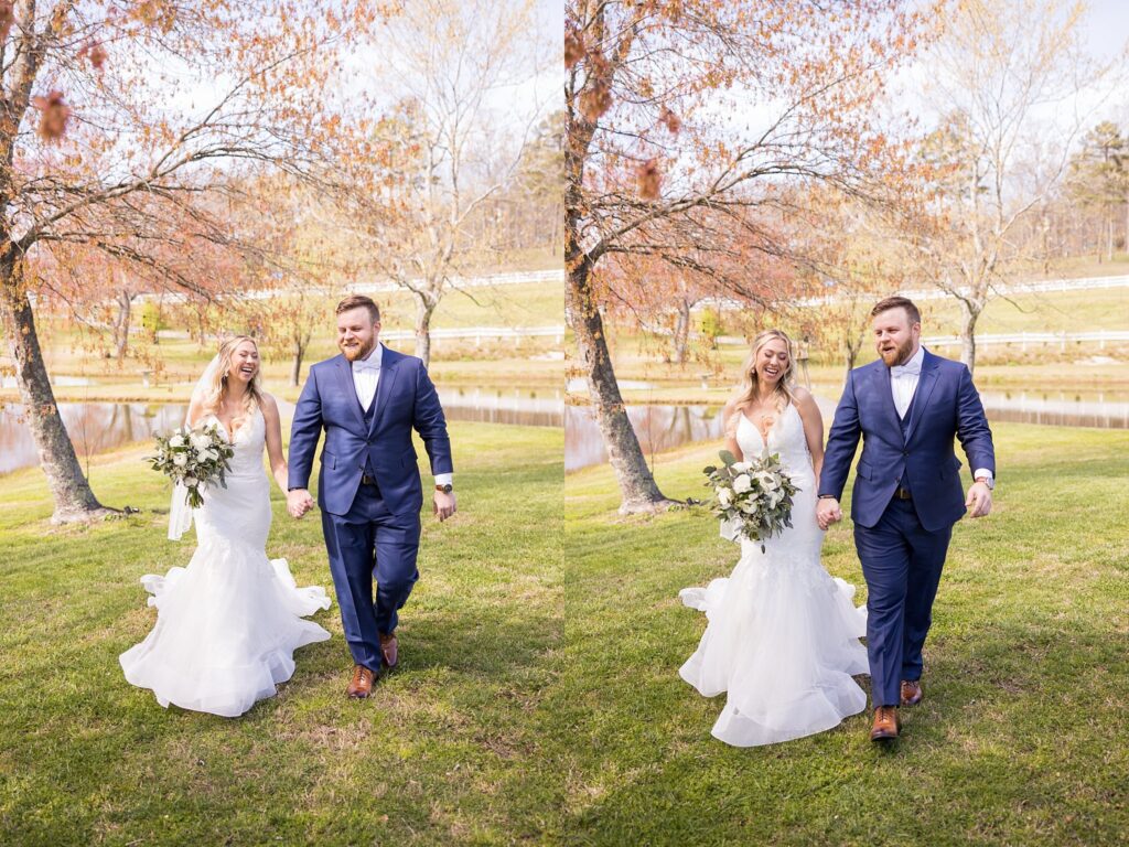 Captured in Motion: Bride and Groom Walking at South Wind Ranch - Their love in motion, as they embark on this journey together.