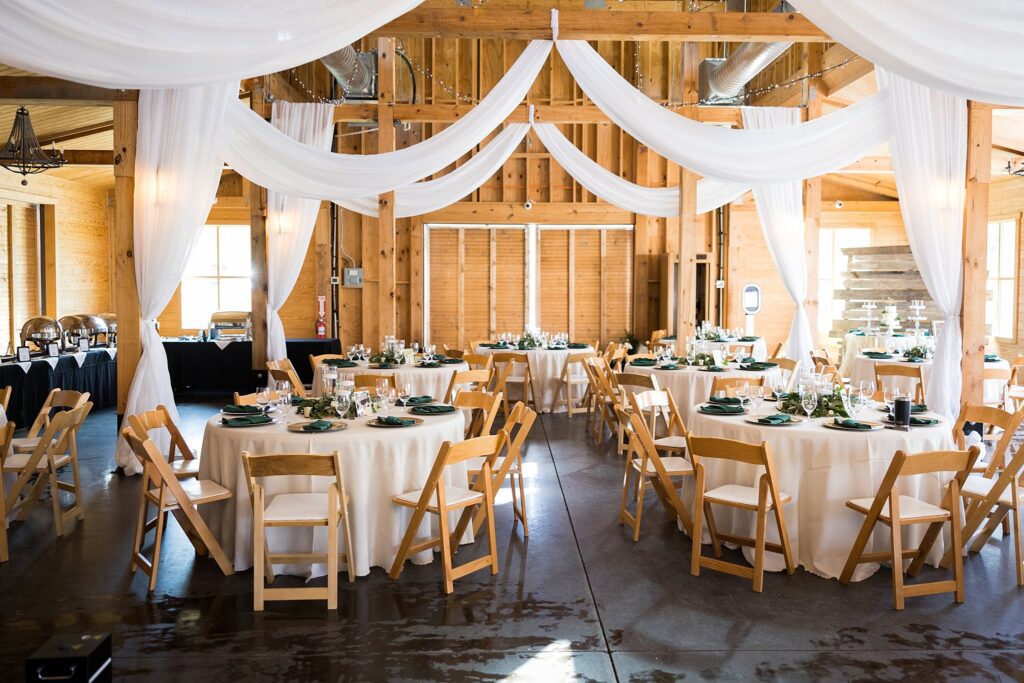 Grand Reception Setup: Full View at South Wind Ranch - Showcasing the picturesque scene, ready for an unforgettable celebration