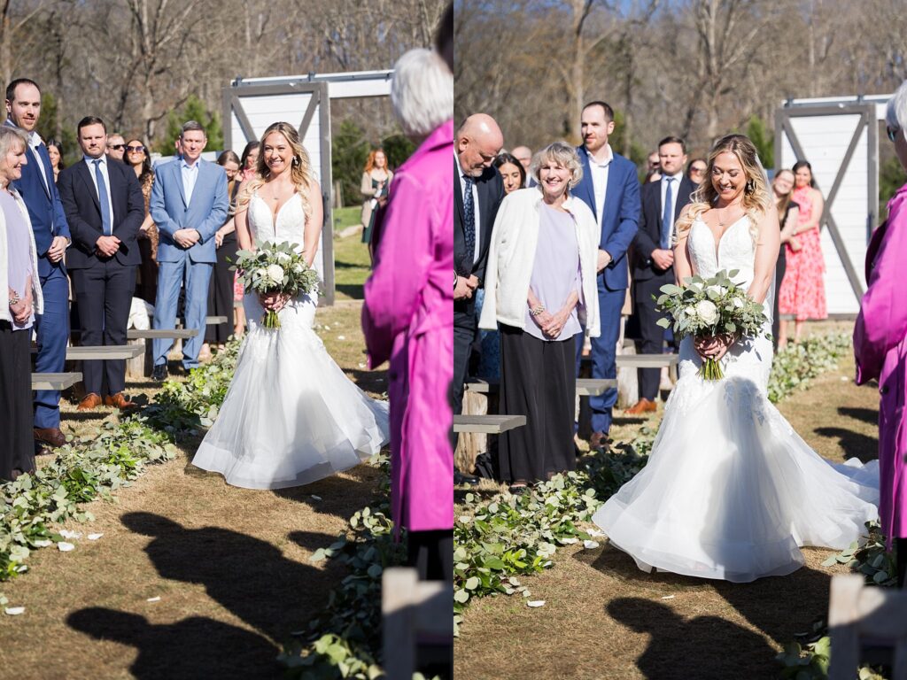 Tender and Emotional: Bride's Emotional Walk Down the Aisle at South Wind Ranch - Tears of happiness and excitement as she begins her journey to forever.