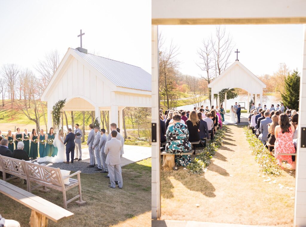 Idyllic Ceremony Setting: All Guests Gathered at South Wind Ranch - A picturesque scene as the couple exchange their vows surrounded by loved ones