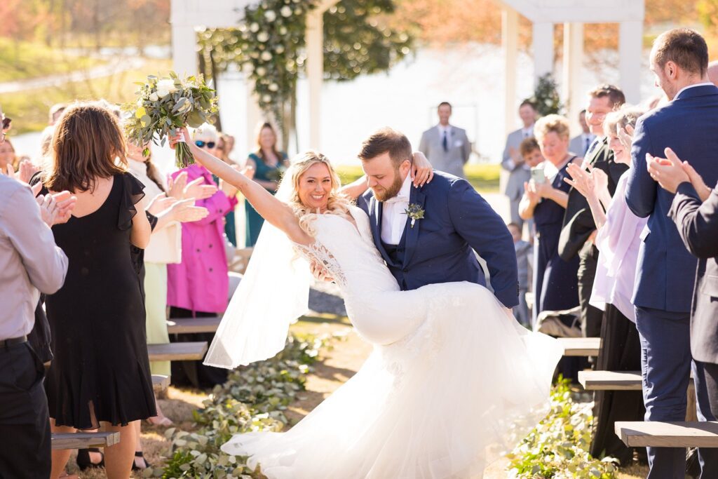 Dancing into Forever: Bride and Groom Dipping as They Seal Their Vows - A sweet gesture of love and unity