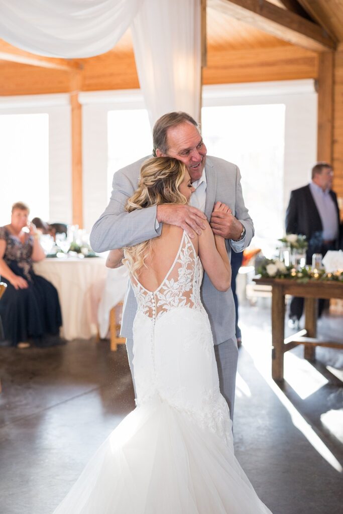 Father's Loving Embrace: Bride and Groom Sharing their First Dance - A heartwarming moment as the bride dances with her father, filled with love and pride.