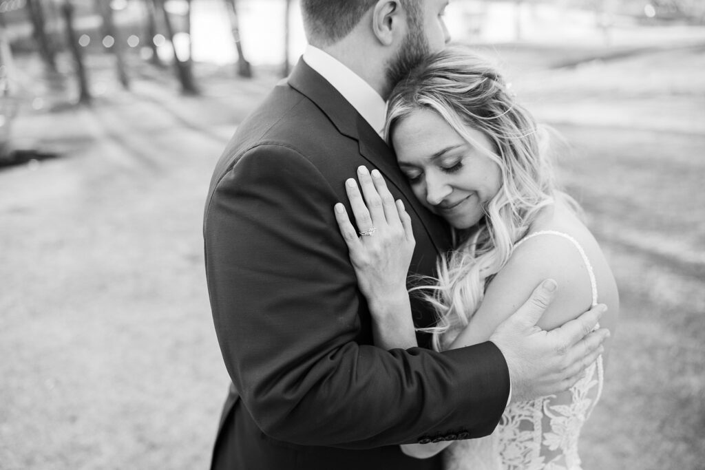 Cheek to Cheek: Bride and Groom Embracing with Smiles at South Wind Ranch - Radiating joy in each other's arms